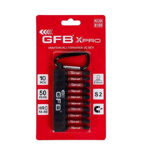 GFB XPRO 10 PARÇALI ANAHTARLIKLI BITS UÇ SETI SIYAH